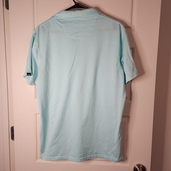Fish Hippie Co. Mens Polo Shirt Large Aqua Golf Preppy Outdoors Casual Bright - Picture 4 of 9